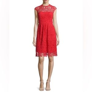 Lela Rose Cap Sleeve Jewel Neckline Guipire Lace Dress size 10